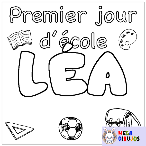 Coloraci&oacute;n del nombre L&Eacute;A - decorado primer d&iacute;a de escuela