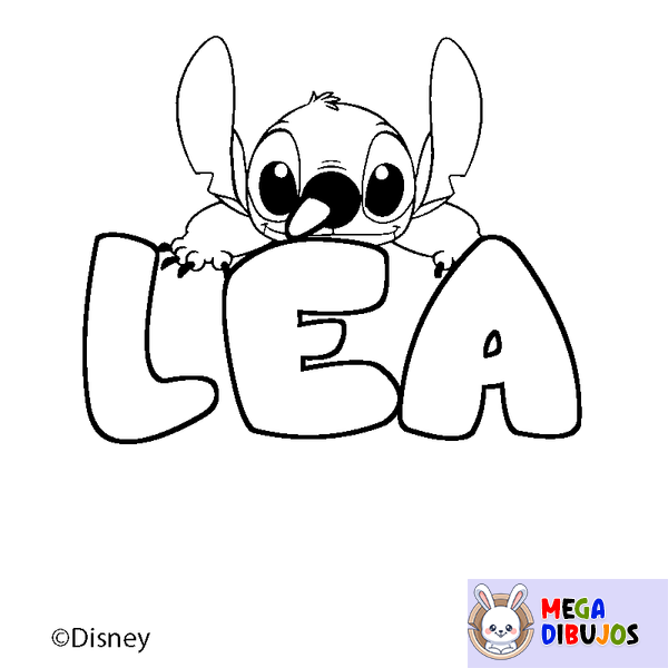Coloraci&oacute;n del nombre L&Eacute;A - decorado Stitch