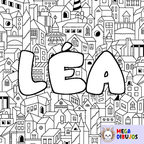 Coloraci&oacute;n del nombre L&Eacute;A - decorado ciudad