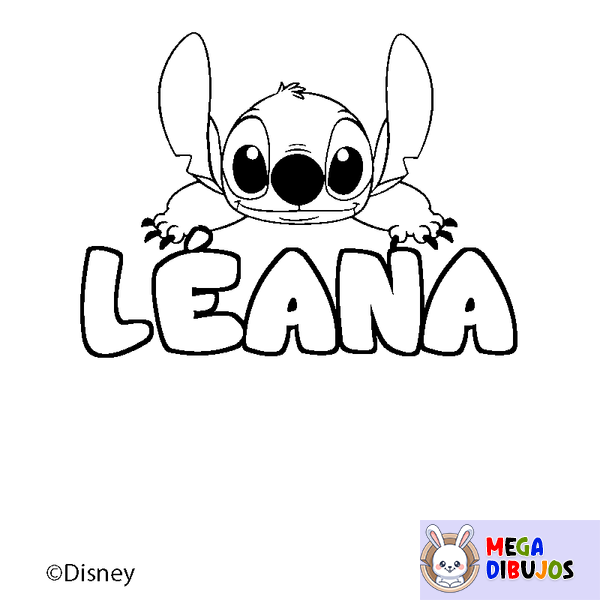 Coloraci&oacute;n del nombre L&Eacute;ANA - decorado Stitch