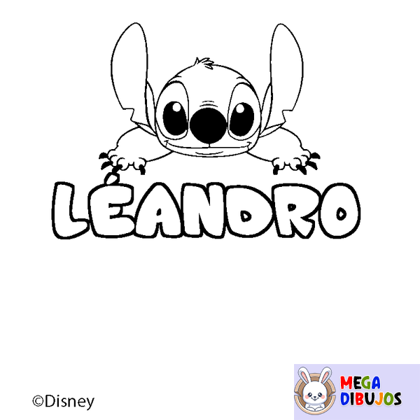 Coloraci&oacute;n del nombre L&Eacute;ANDRO - decorado Stitch