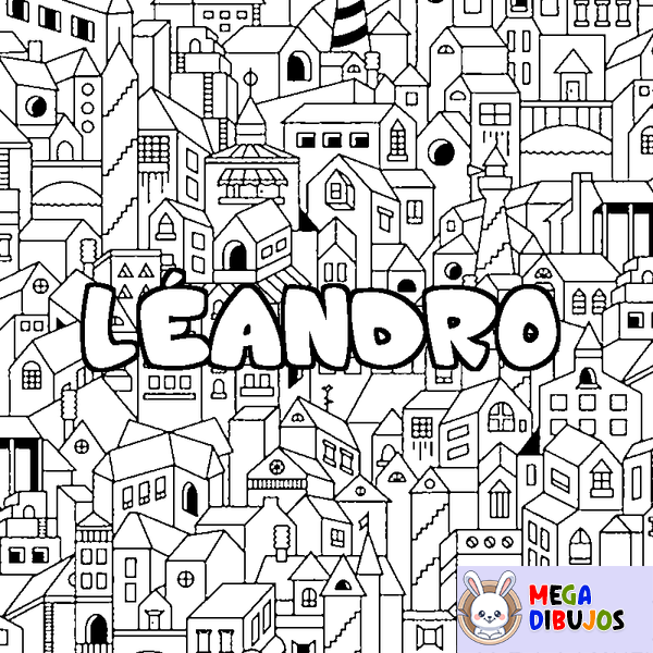Coloraci&oacute;n del nombre L&Eacute;ANDRO - decorado ciudad