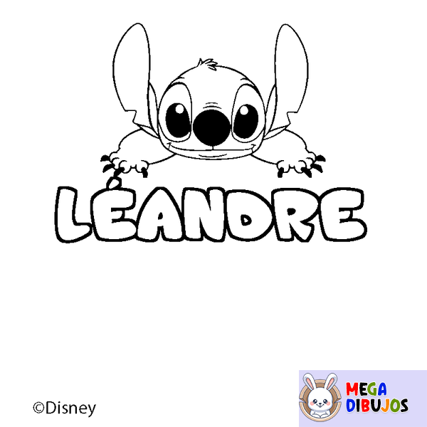 Coloraci&oacute;n del nombre L&Eacute;ANDRE - decorado Stitch