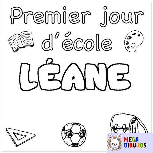 Coloraci&oacute;n del nombre L&Eacute;ANE - decorado primer d&iacute;a de escuela