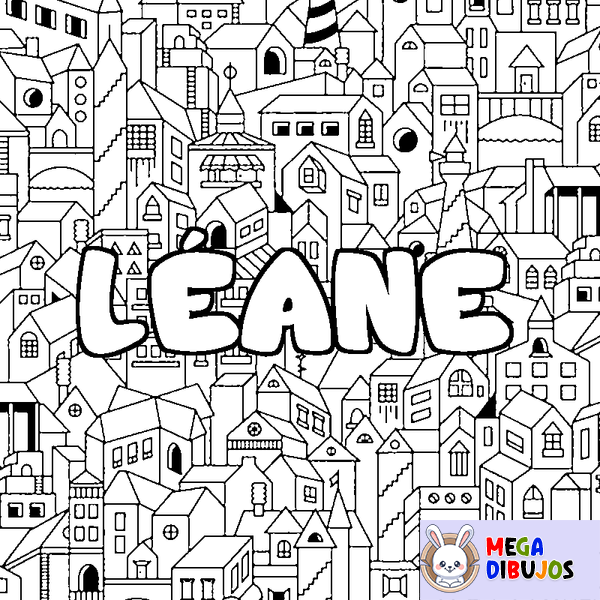 Coloraci&oacute;n del nombre L&Eacute;ANE - decorado ciudad