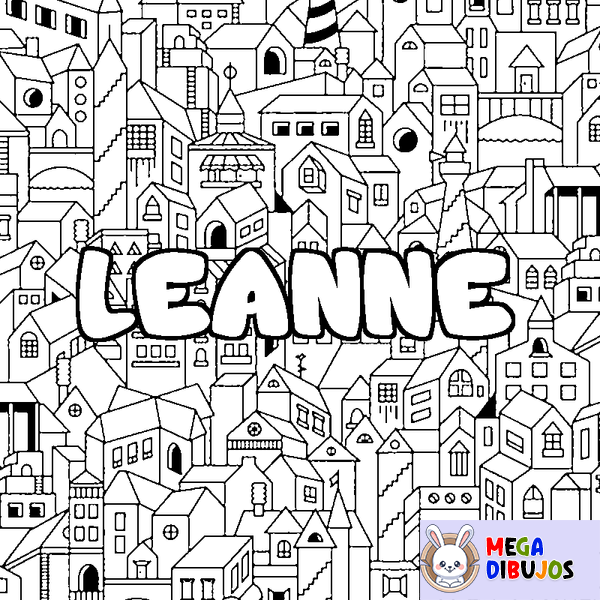 Coloraci&oacute;n del nombre LEANNE - decorado ciudad