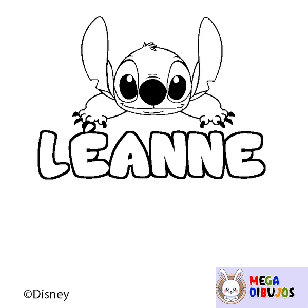 Coloraci&oacute;n del nombre L&Eacute;ANNE - decorado Stitch