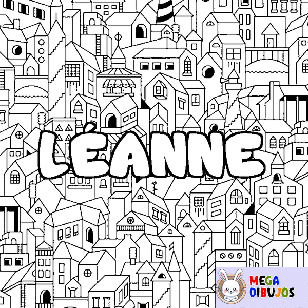 Coloraci&oacute;n del nombre L&Eacute;ANNE - decorado ciudad