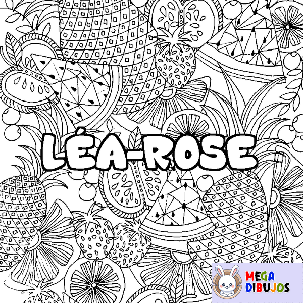 Coloraci&oacute;n del nombre L&Eacute;A-ROSE - decorado mandala de frutas