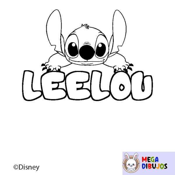 Coloraci&oacute;n del nombre LEELOU - decorado Stitch