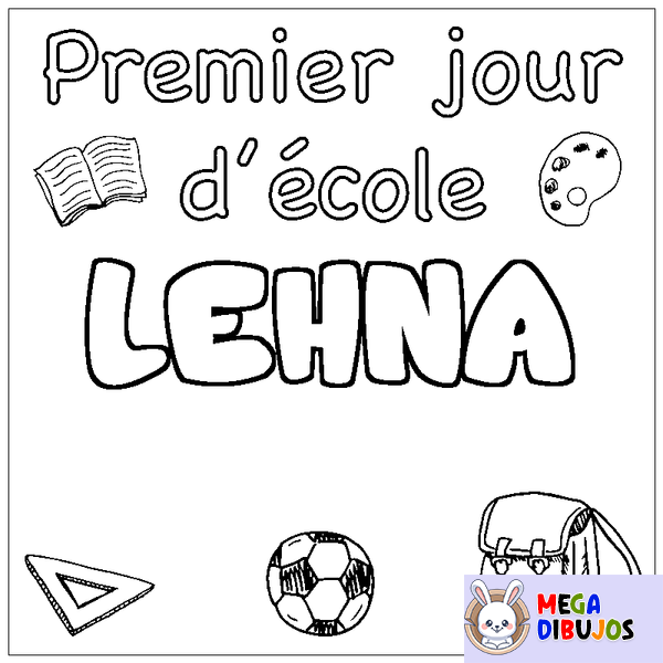 Coloraci&oacute;n del nombre LEHNA - decorado primer d&iacute;a de escuela
