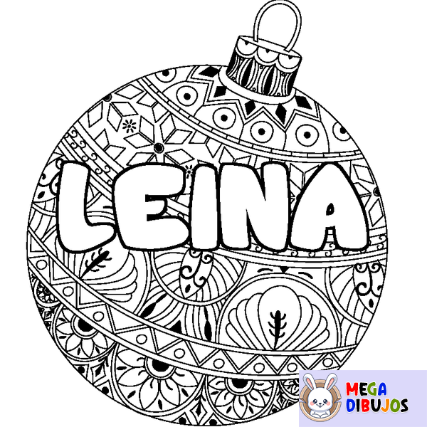 Coloraci&oacute;n del nombre LEINA - decorado bola de Navidad