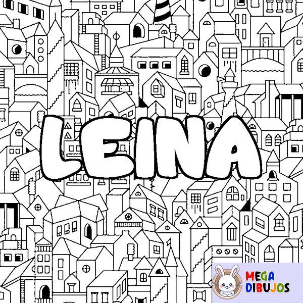 Coloraci&oacute;n del nombre LEINA - decorado ciudad