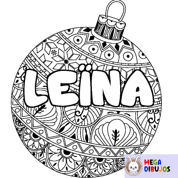 Coloraci&oacute;n del nombre LE&Iuml;NA - decorado bola de Navidad