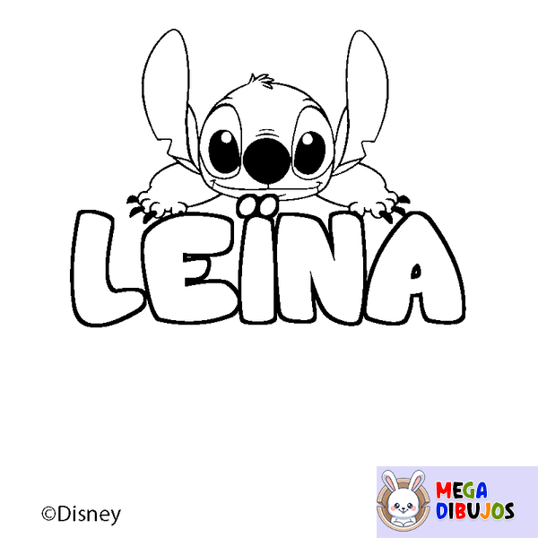 Coloraci&oacute;n del nombre LE&Iuml;NA - decorado Stitch