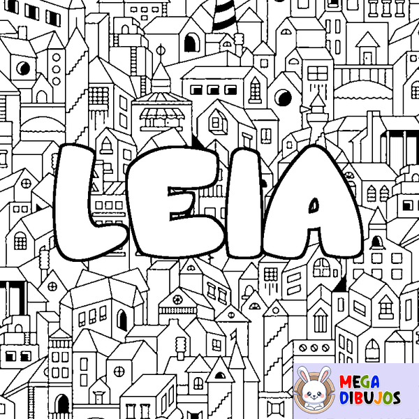 Coloraci&oacute;n del nombre LEIA - decorado ciudad