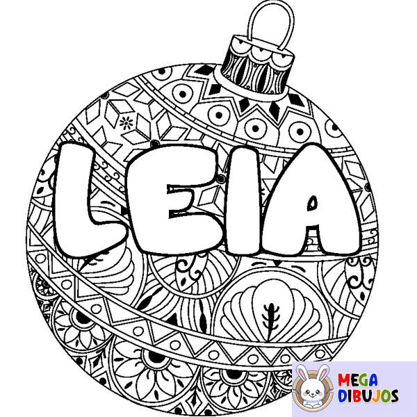 Coloraci&oacute;n del nombre LEIA - decorado bola de Navidad