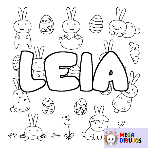 Coloraci&oacute;n del nombre LEIA - decorado Pascua