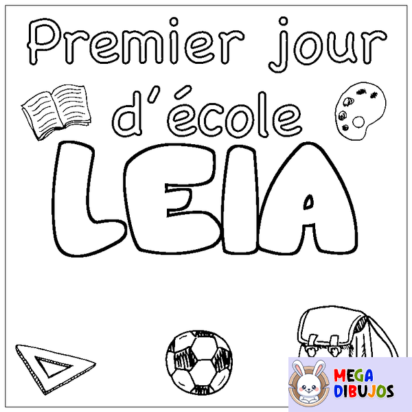 Coloraci&oacute;n del nombre LEIA - decorado primer d&iacute;a de escuela