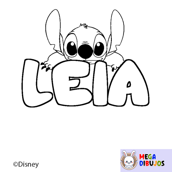 Coloraci&oacute;n del nombre LEIA - decorado Stitch