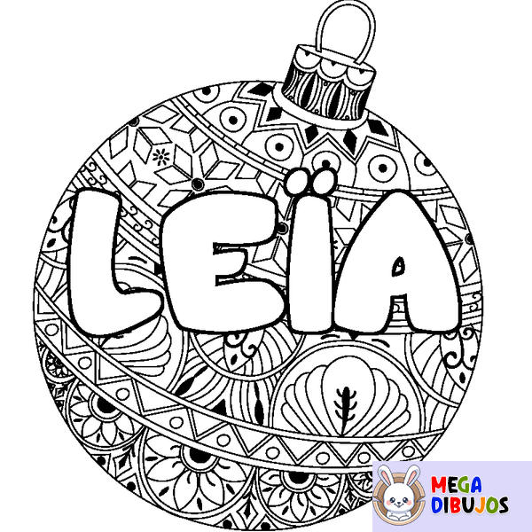 Coloraci&oacute;n del nombre LE&Iuml;A - decorado bola de Navidad