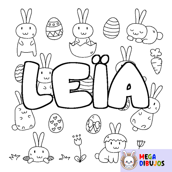 Coloraci&oacute;n del nombre LE&Iuml;A - decorado Pascua
