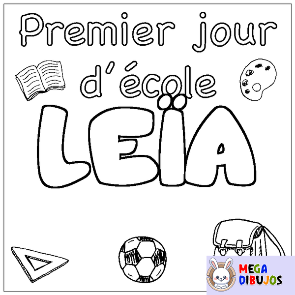 Coloraci&oacute;n del nombre LE&Iuml;A - decorado primer d&iacute;a de escuela
