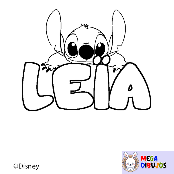 Coloraci&oacute;n del nombre LE&Iuml;A - decorado Stitch