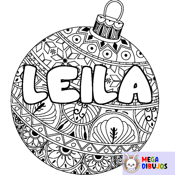 Coloraci&oacute;n del nombre LEILA - decorado bola de Navidad