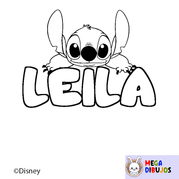 Coloraci&oacute;n del nombre LEILA - decorado Stitch