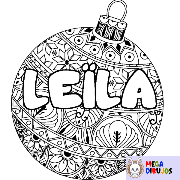 Coloraci&oacute;n del nombre LE&Iuml;LA - decorado bola de Navidad