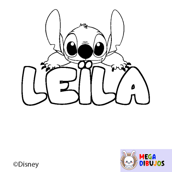 Coloraci&oacute;n del nombre LE&Iuml;LA - decorado Stitch