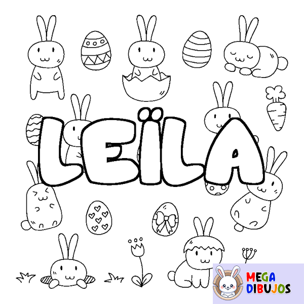 Coloraci&oacute;n del nombre LE&Iuml;LA - decorado Pascua