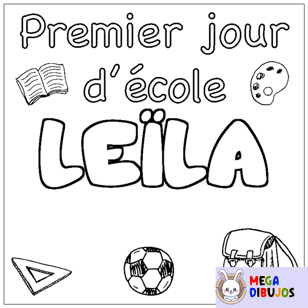 Coloraci&oacute;n del nombre LE&Iuml;LA - decorado primer d&iacute;a de escuela