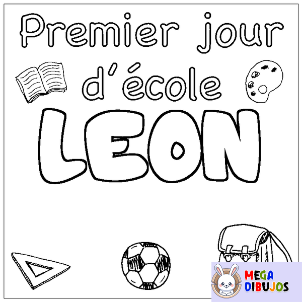 Coloraci&oacute;n del nombre LEON - decorado primer d&iacute;a de escuela