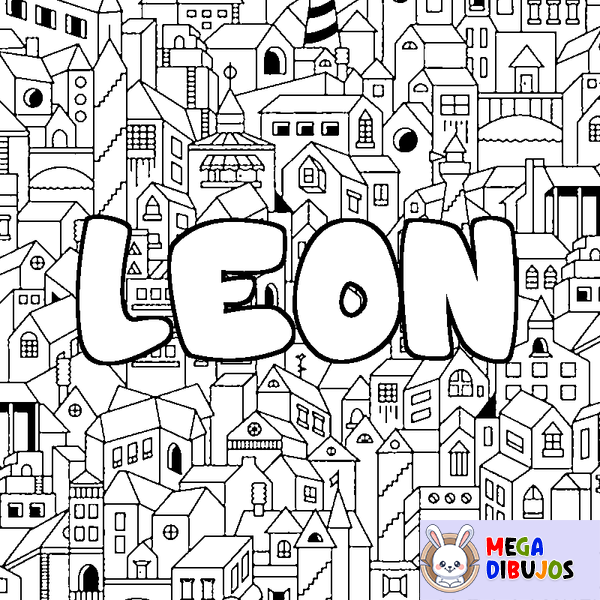 Coloraci&oacute;n del nombre LEON - decorado ciudad