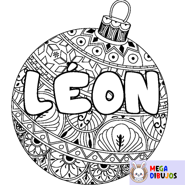 Coloraci&oacute;n del nombre L&Eacute;ON - decorado bola de Navidad