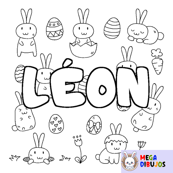Coloraci&oacute;n del nombre L&Eacute;ON - decorado Pascua