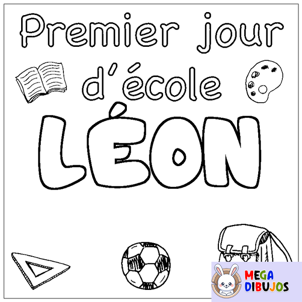 Coloraci&oacute;n del nombre L&Eacute;ON - decorado primer d&iacute;a de escuela