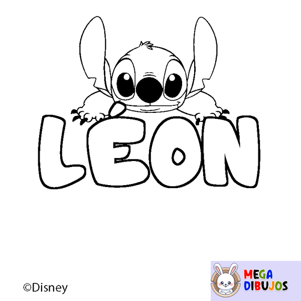 Coloraci&oacute;n del nombre L&Eacute;ON - decorado Stitch