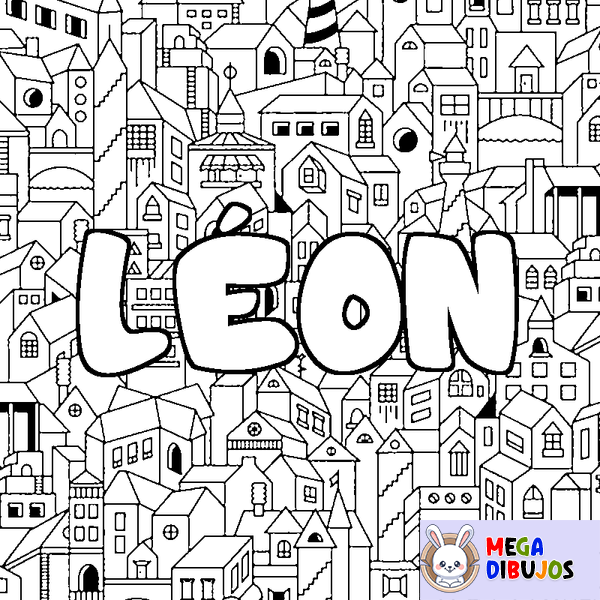 Coloraci&oacute;n del nombre L&Eacute;ON - decorado ciudad