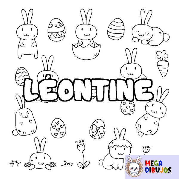 Coloraci&oacute;n del nombre L&Eacute;ONTINE - decorado Pascua