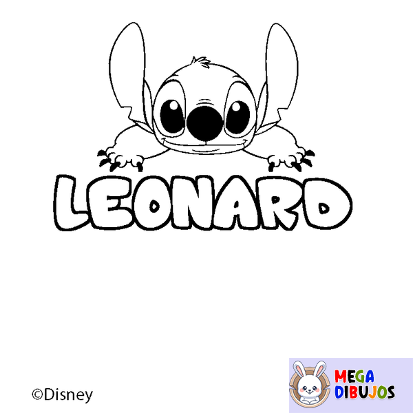 Coloraci&oacute;n del nombre LEONARD - decorado Stitch