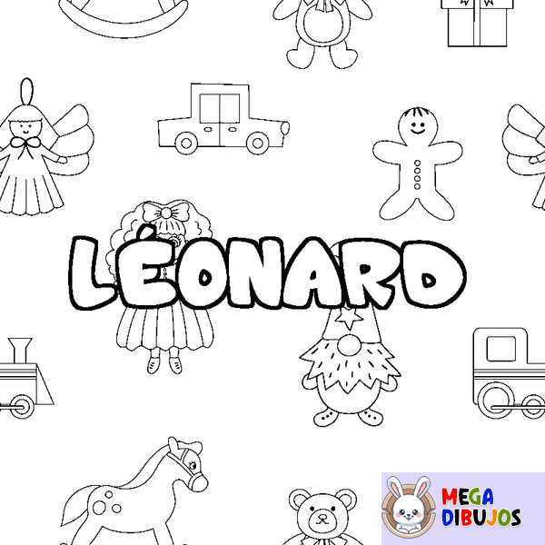 Coloraci&oacute;n del nombre L&Eacute;ONARD - decorado juguetes
