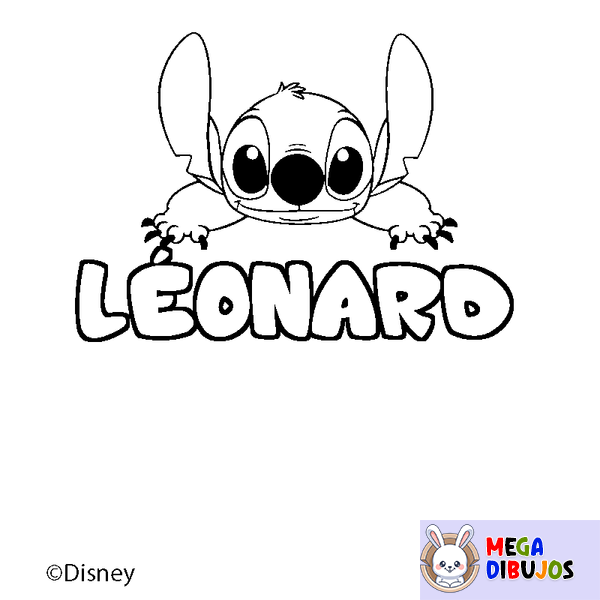 Coloraci&oacute;n del nombre L&Eacute;ONARD - decorado Stitch