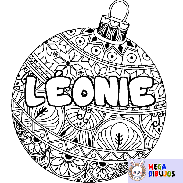 Coloraci&oacute;n del nombre L&Eacute;ONIE - decorado bola de Navidad