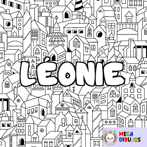 Coloraci&oacute;n del nombre L&Eacute;ONIE - decorado ciudad