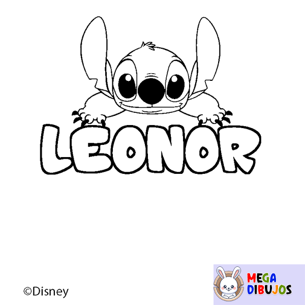 Coloraci&oacute;n del nombre LEONOR - decorado Stitch