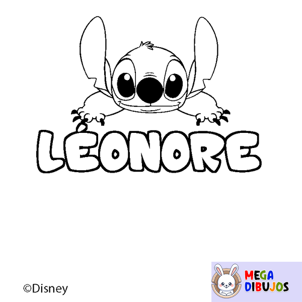 Coloraci&oacute;n del nombre L&Eacute;ONORE - decorado Stitch
