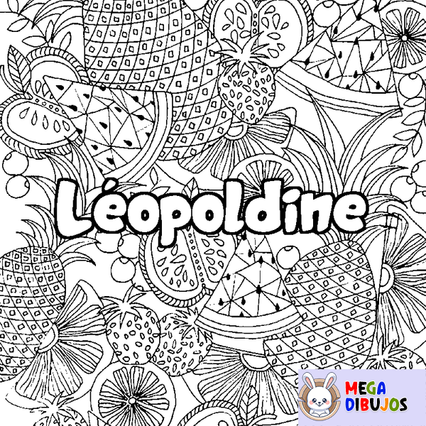 Coloraci&oacute;n del nombre L&eacute;opoldine - decorado mandala de frutas
